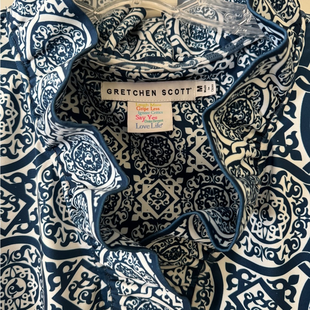 Gretchen Scott Ruffneck Dress Size -M Navy